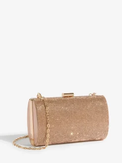 Tassen En Portemonnees*Lipsy - Embellished Box Clutch Bag Roségoudkleurig