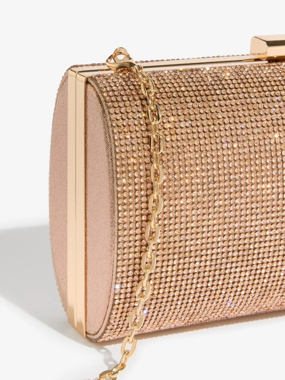 Tassen En Portemonnees*Lipsy - Embellished Box Clutch Bag Roségoudkleurig