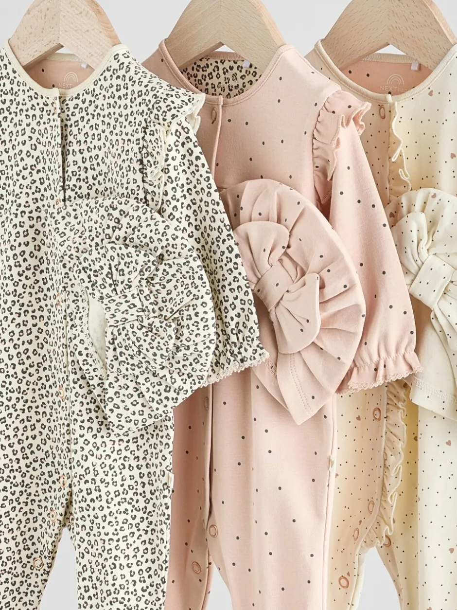 Babypakjes En Babypyjama's|Next Roze - 3 Pack Baby slaappakjes met bijpassende tulbanden (0mnd-2jr)