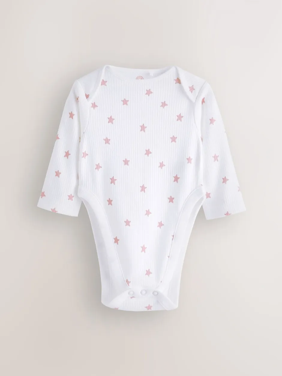 Rompertjes En Hemdjes|Next Roze - 3 Pack Hip Dysplasia Long Sleeve Baby Bodysuits