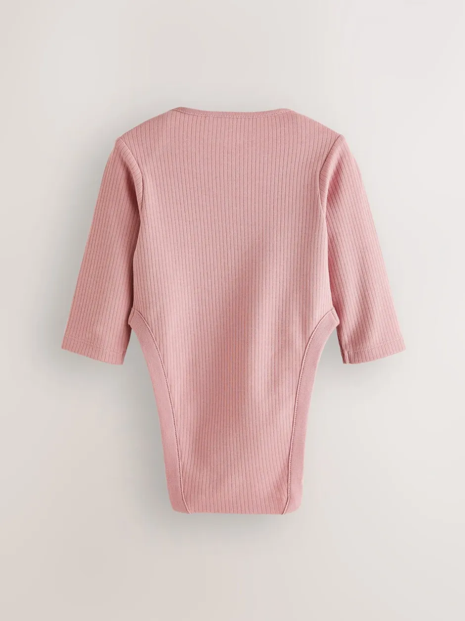 Rompertjes En Hemdjes|Next Roze - 3 Pack Hip Dysplasia Long Sleeve Baby Bodysuits