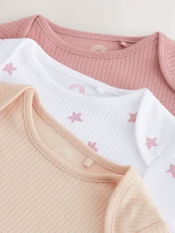 Rompertjes En Hemdjes|Next Roze - 3 Pack Hip Dysplasia Long Sleeve Baby Bodysuits