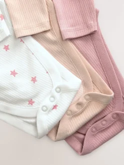 Rompertjes En Hemdjes|Next Roze - 3 Pack Hip Dysplasia Long Sleeve Baby Bodysuits