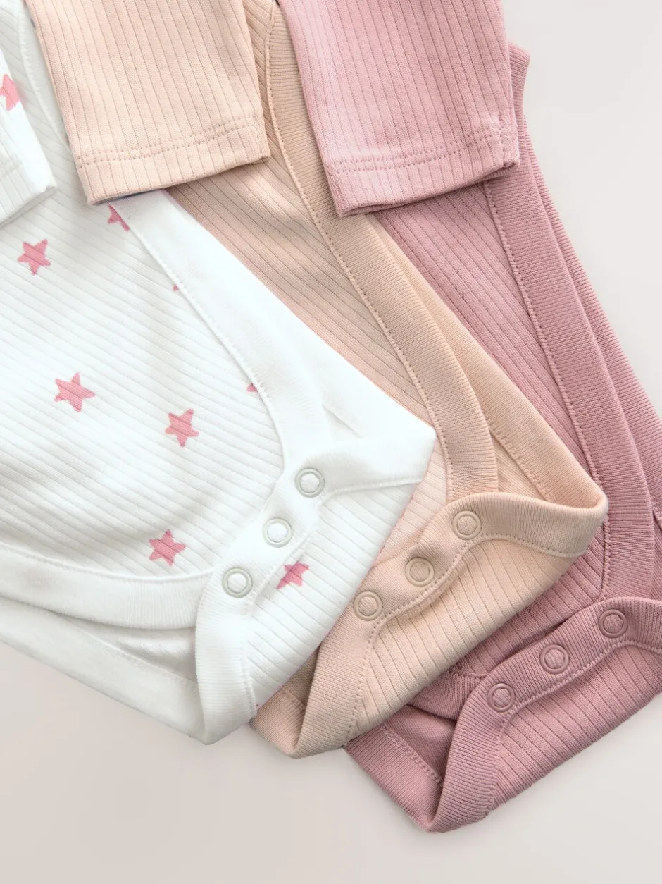 Rompertjes En Hemdjes|Next Roze - 3 Pack Hip Dysplasia Long Sleeve Baby Bodysuits
