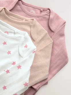 Rompertjes En Hemdjes|Next Roze - 3 Pack Hip Dysplasia Long Sleeve Baby Bodysuits