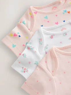 Rompertjes En Hemdjes|Next Roze - 3 Pack Hip Dysplasia Short Sleeve Baby Bodysuits