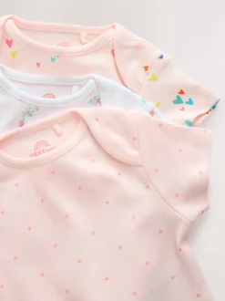 Rompertjes En Hemdjes|Next Roze - 3 Pack Hip Dysplasia Short Sleeve Baby Bodysuits