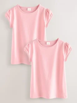 Schoolkleding|T-Shirts|Next Roze - 2 -pack T-shirts met pofmouwen (3-16jaar)