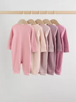 Babypakjes En Babypyjama's*Next Roze - 5 Pack Two Way Zip Baby Footless Sleepsuits (0mths-3yrs)