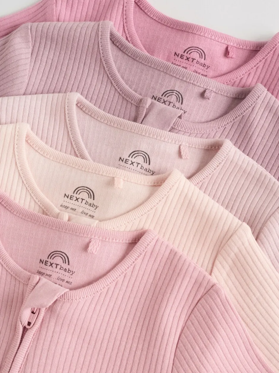 Babypakjes En Babypyjama's*Next Roze - 5 Pack Two Way Zip Baby Footless Sleepsuits (0mths-3yrs)