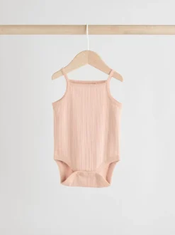 Rompertjes En Hemdjes|Next - 5 Pack Vest Pointelle Baby Bodysuits Roze