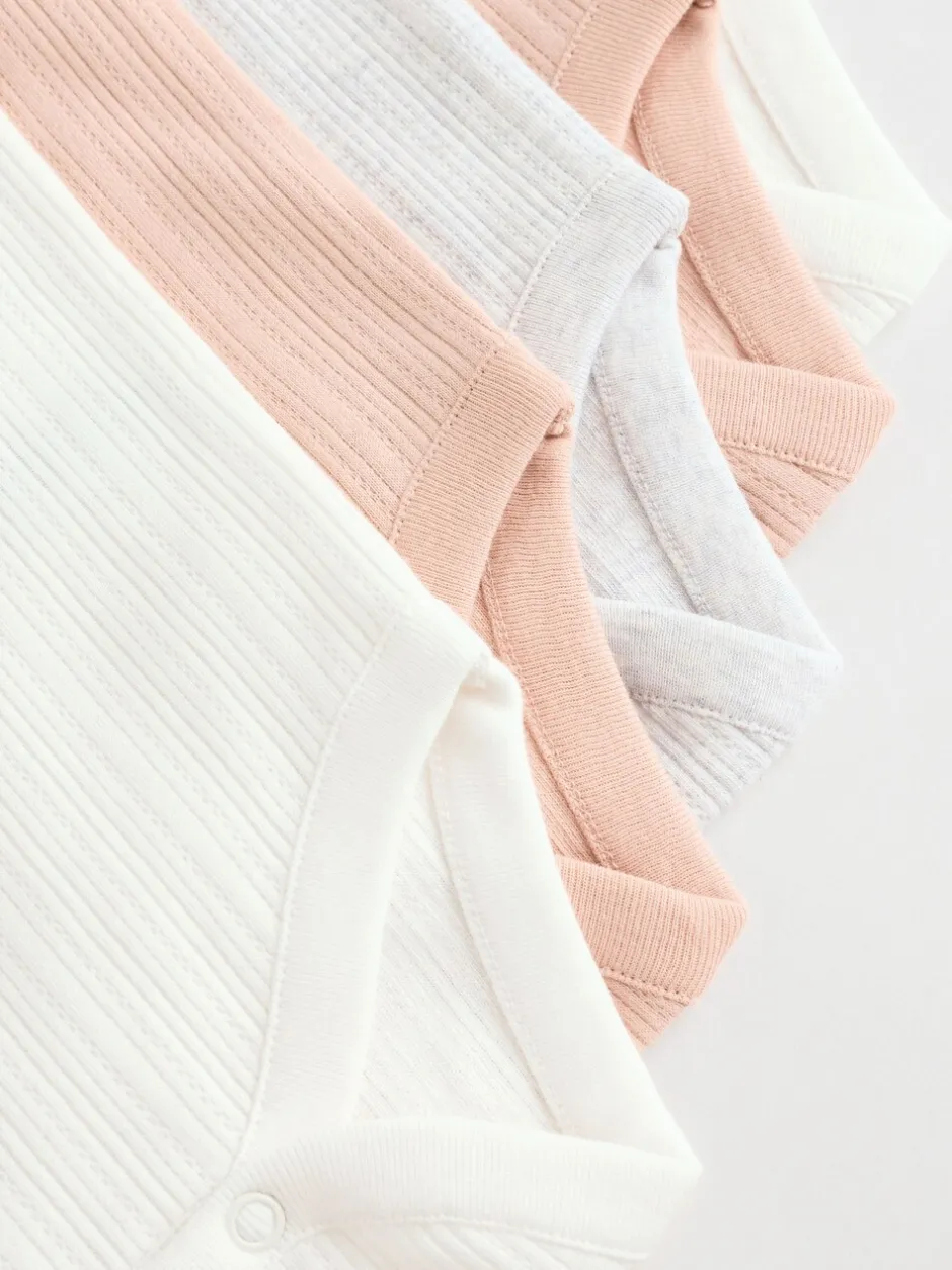 Rompertjes En Hemdjes|Next - 5 Pack Vest Pointelle Baby Bodysuits Roze