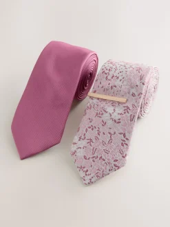 Stropdassen En Pochets*Next - 2 stropdassenpakket Roze