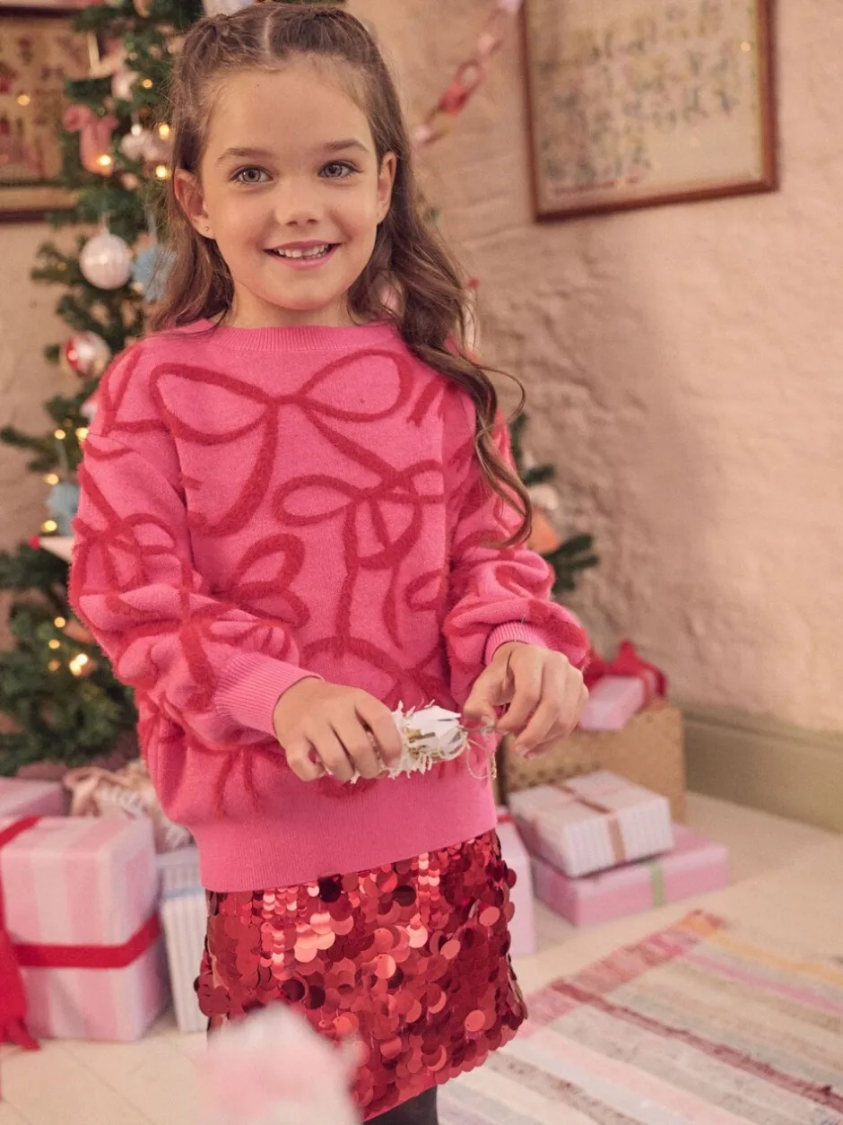 Gebreide Kleding*Angel & Rocket - Livia Bow Eyelash Jumper Roze