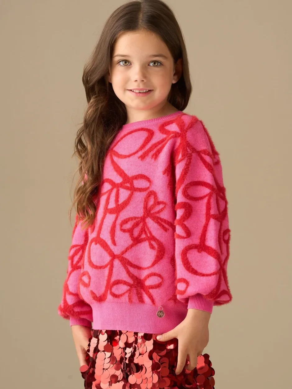 Gebreide Kleding*Angel & Rocket - Livia Bow Eyelash Jumper Roze