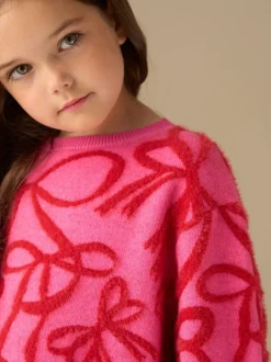 Gebreide Kleding*Angel & Rocket - Livia Bow Eyelash Jumper Roze