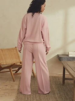 Pyjama's|Loungewear|B by Ted Baker - pyjama's van geborstelde katoenblend met wafelstof Roze