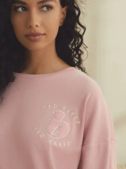 Pyjama's|Loungewear|B by Ted Baker - pyjama's van geborstelde katoenblend met wafelstof Roze