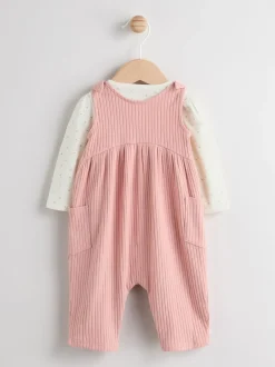 Tuinbroeken*Next - Baby Jersey Bretelbroeken en Bodysuit 2 Pieces Set (0mnd-2jr) Roze