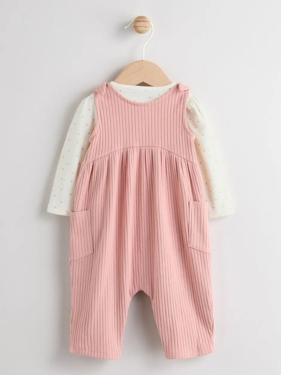 Tuinbroeken*Next - Baby Jersey Bretelbroeken en Bodysuit 2 Pieces Set (0mnd-2jr) Roze