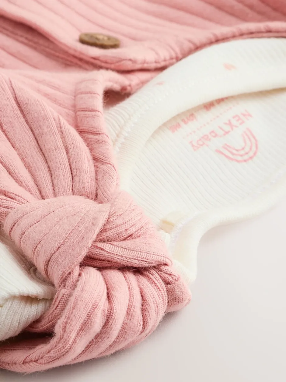 Tuinbroeken*Next - Baby Jersey Bretelbroeken en Bodysuit 2 Pieces Set (0mnd-2jr) Roze