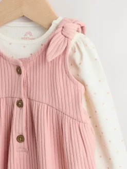 Tuinbroeken*Next - Baby Jersey Bretelbroeken en Bodysuit 2 Pieces Set (0mnd-2jr) Roze