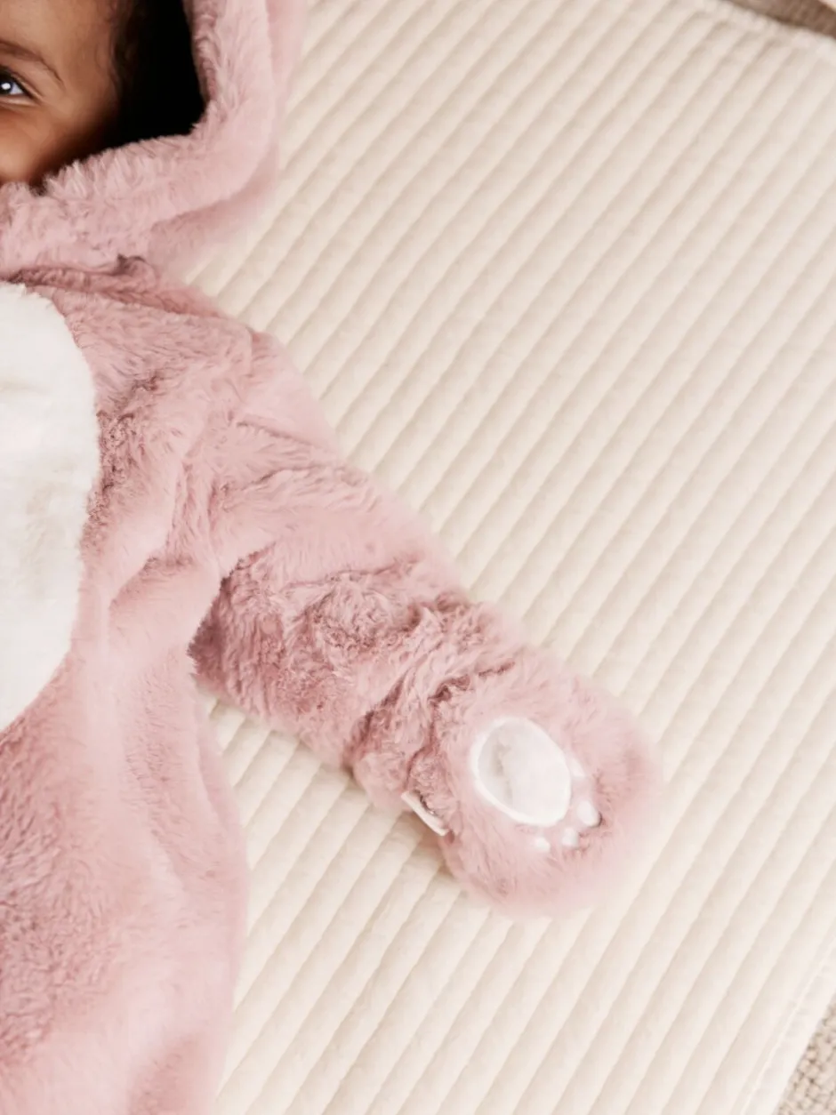 Jassen En Jacks|Next Roze - Baby pakje met konijntjes van imitatiebont (0mnd -2jr)