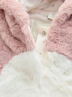Jassen En Jacks|Next Roze - Baby pakje met konijntjes van imitatiebont (0mnd -2jr)