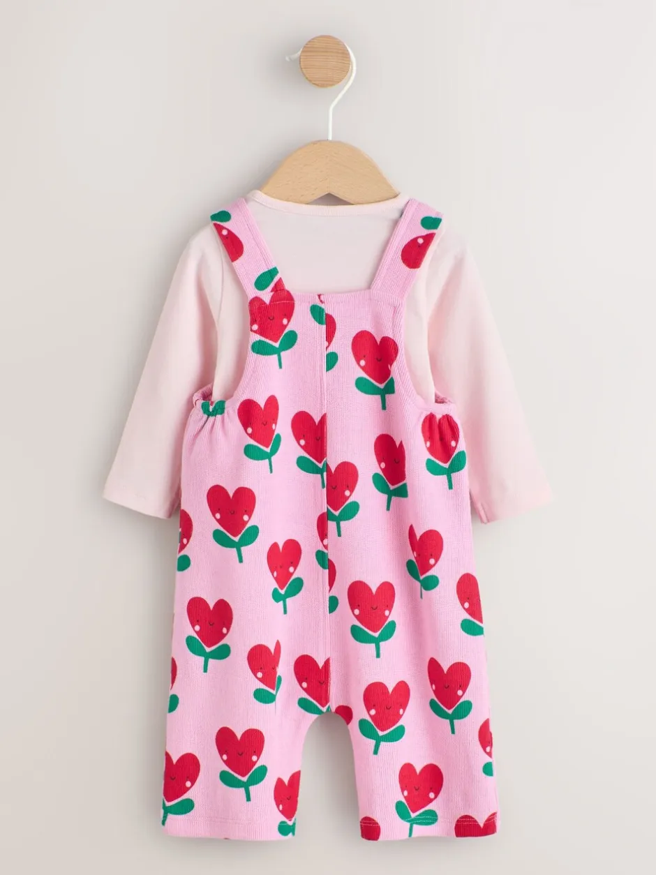 Rompertjes En Tuinbroeken|Tuinbroeken*Next Roze - Baby Set van bretelbroeken en Bodysuits met Lange mouwen, 2 Pieces (0mnd -3jr)
