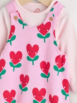 Rompertjes En Tuinbroeken|Tuinbroeken*Next Roze - Baby Set van bretelbroeken en Bodysuits met Lange mouwen, 2 Pieces (0mnd -3jr)