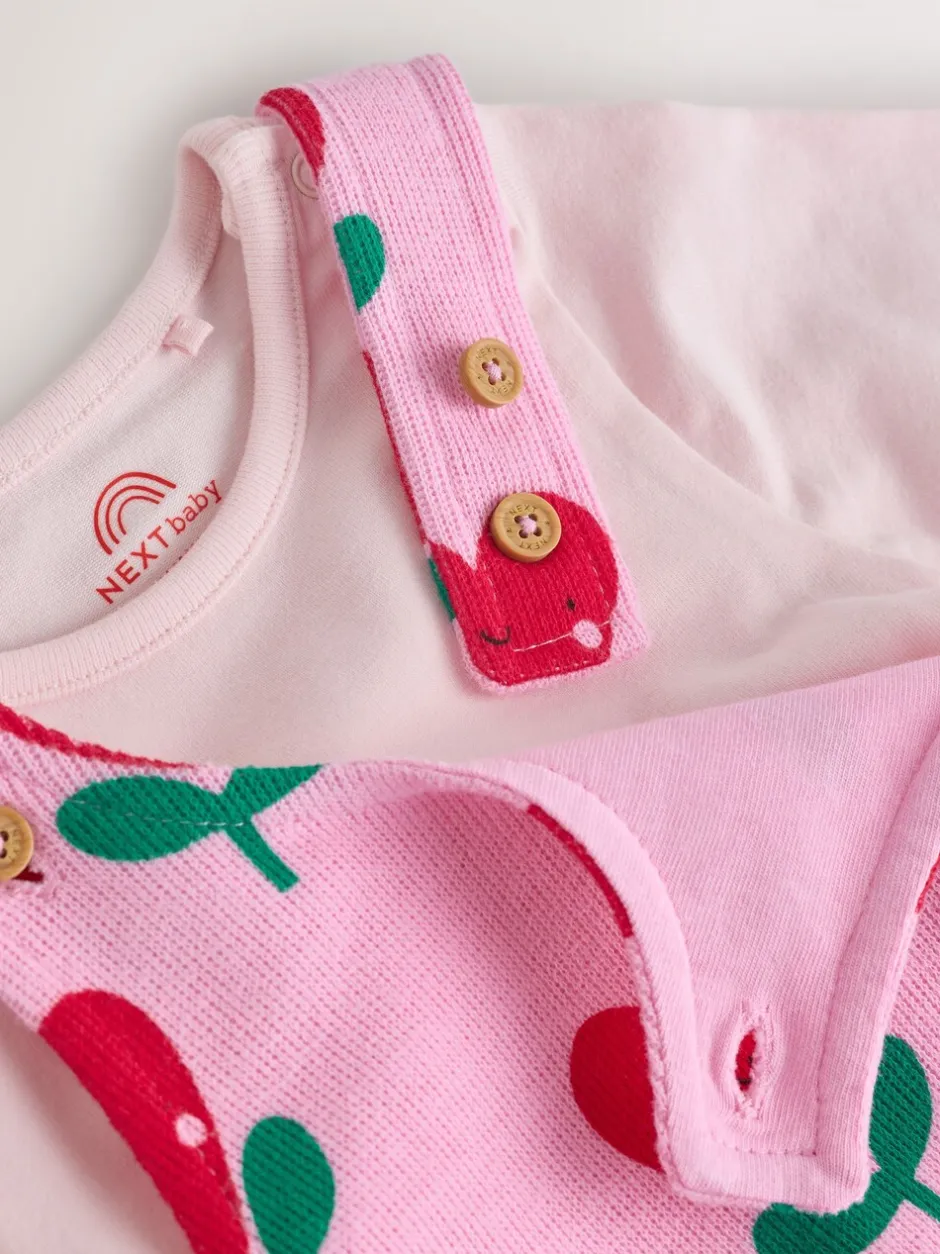 Rompertjes En Tuinbroeken|Tuinbroeken*Next Roze - Baby Set van bretelbroeken en Bodysuits met Lange mouwen, 2 Pieces (0mnd -3jr)