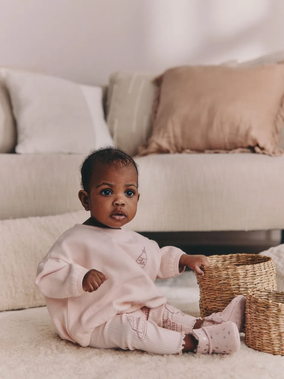 Truien En Breisels|Sweaters En Hoody´S|Next - Baby Sweatshirt and Leggings 2 Piece Set (0mths-2yrs) Roze