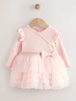 Gelegenheidskleding|Jurken*Next Roze - Babyjurk met lange mouwen en tutu (0mnd-2jr)