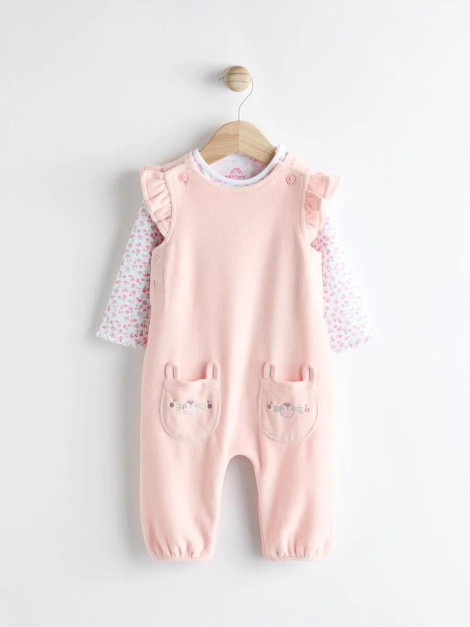 Rompertjes En Tuinbroeken|Tuinbroeken*Next Roze - Babyset van tuinbroek en rompertje met lange mouwen (0 mnd - 2 jr)