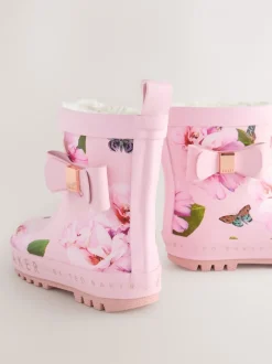 Laarzen*Baker by Ted Baker - Girls Faux Fur Lined Welly Boots with Bow Roze