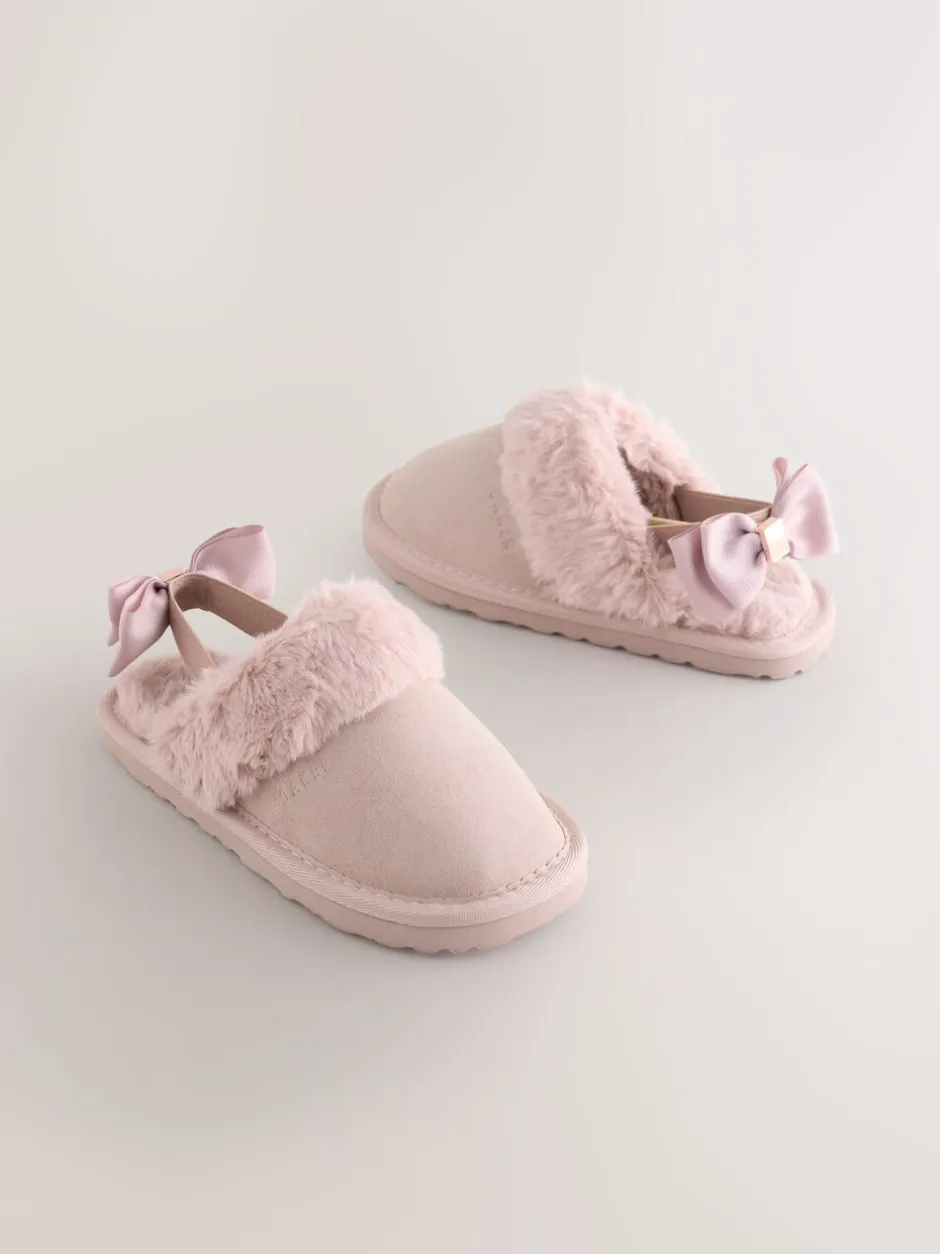 Pantoffels*Baker by Ted Baker - Meisjes suède Pantoffelmuiltjes van imitatiebont met Strik Roze