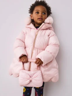 Jassen, Jacks En Kinderwagenpakjes|Schoolkleding*Baker by Ted Baker - Regenbestendige gewatteerde jas met geschulpte rand en afneembare tas Roze