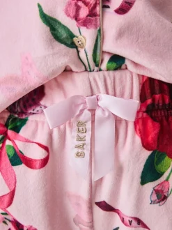 Nachtkleding En Pyjama's|Pyjama's|Baker by Ted Baker - Floral Fleece Pyjamas Set 2 Piece Roze