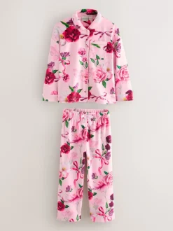 Nachtkleding En Pyjama's|Pyjama's|Baker by Ted Baker - Floral Fleece Pyjamas Set 2 Piece Roze
