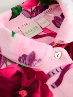 Nachtkleding En Pyjama's|Pyjama's|Baker by Ted Baker - Floral Fleece Pyjamas Set 2 Piece Roze
