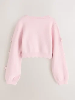 Gebreide Kleding*Baker by Ted Baker - Bow Sleeve Scallop Edge Cardigan Roze