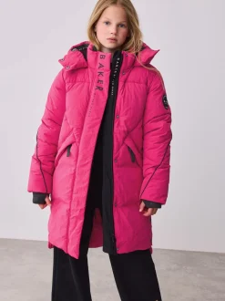 Schoolkleding|Jassen En Jacks*Baker by Ted Baker - meisjes regenbestendige gewatteerde lange jas Roze