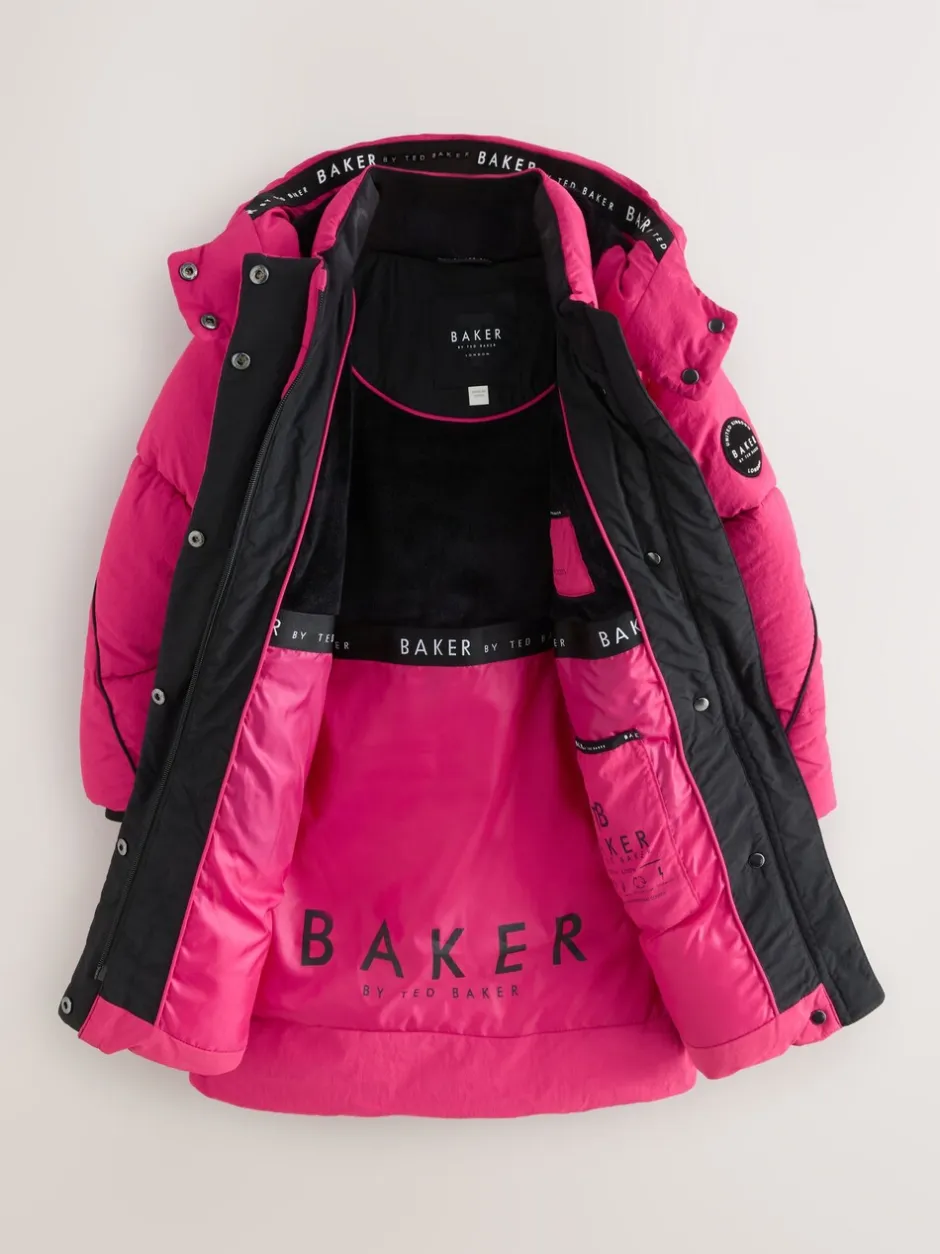 Schoolkleding|Jassen En Jacks*Baker by Ted Baker - meisjes regenbestendige gewatteerde lange jas Roze