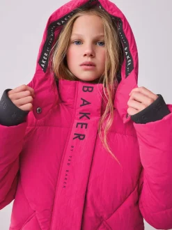 Schoolkleding|Jassen En Jacks*Baker by Ted Baker - meisjes regenbestendige gewatteerde lange jas Roze