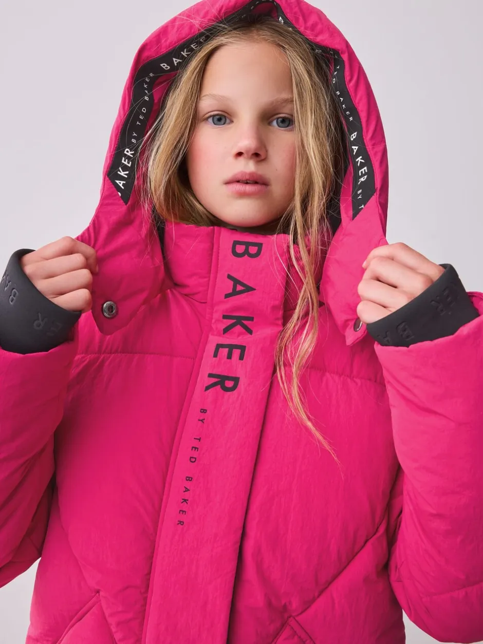 Schoolkleding|Jassen En Jacks*Baker by Ted Baker - meisjes regenbestendige gewatteerde lange jas Roze