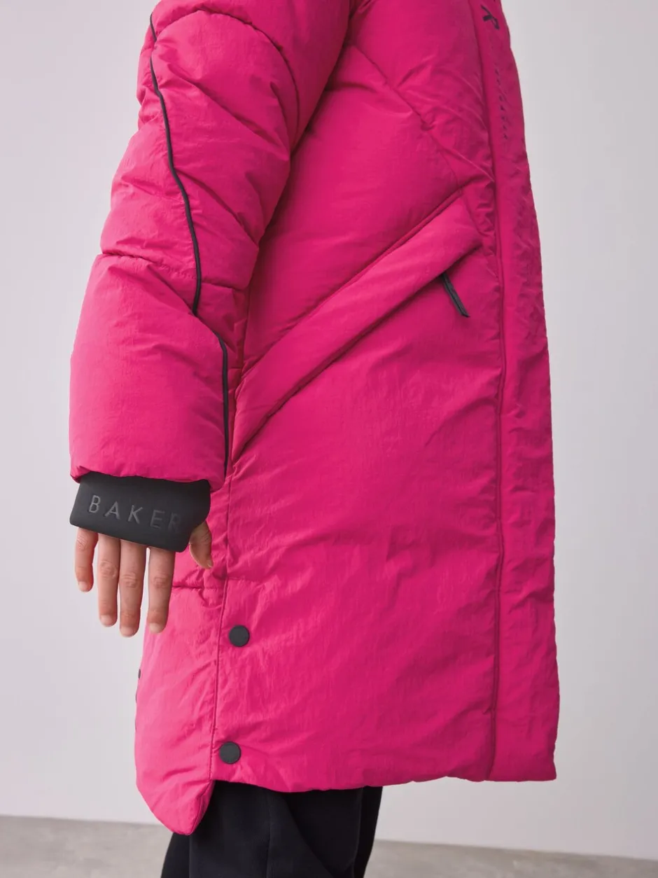 Schoolkleding|Jassen En Jacks*Baker by Ted Baker - meisjes regenbestendige gewatteerde lange jas Roze