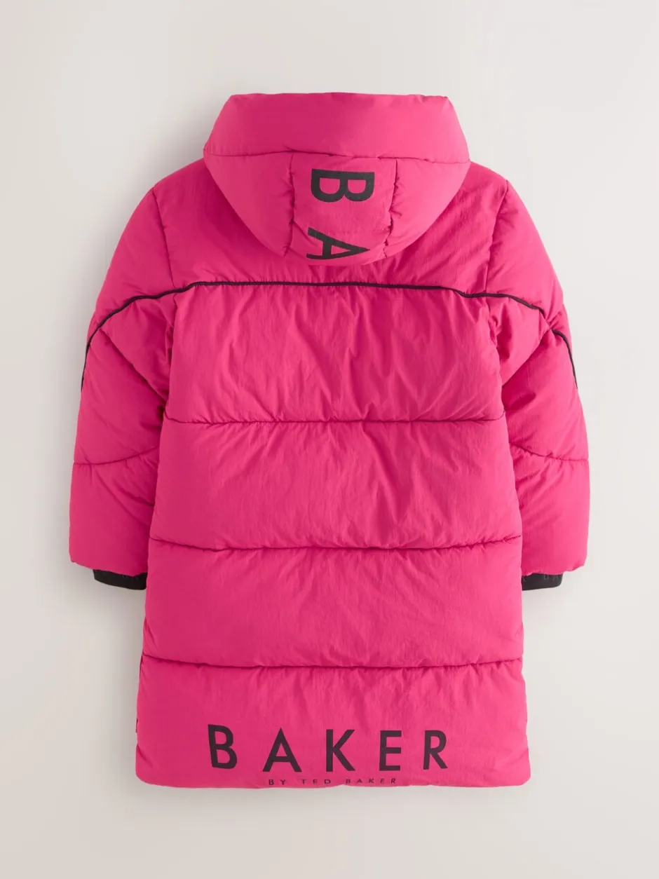 Schoolkleding|Jassen En Jacks*Baker by Ted Baker - meisjes regenbestendige gewatteerde lange jas Roze