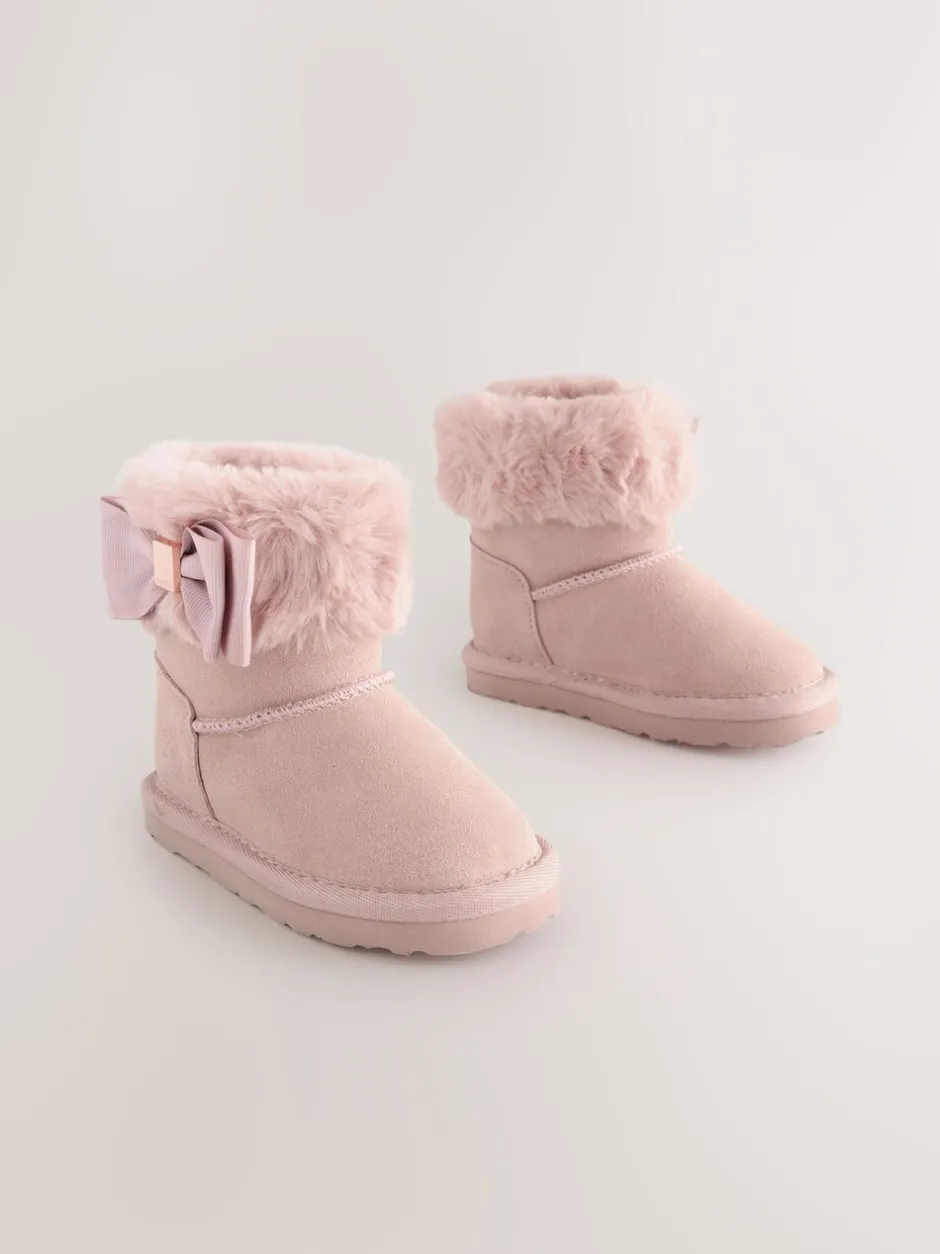 Pantoffels*Baker by Ted Baker - - Meisjespantoffels met imitatiebont en strik Roze