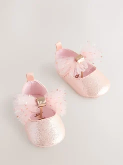 Gelegenheidskleding*Baker by Ted Baker Roze - babyslofjes met strik voor meisjes