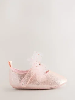 Gelegenheidskleding*Baker by Ted Baker Roze - babyslofjes met strik voor meisjes